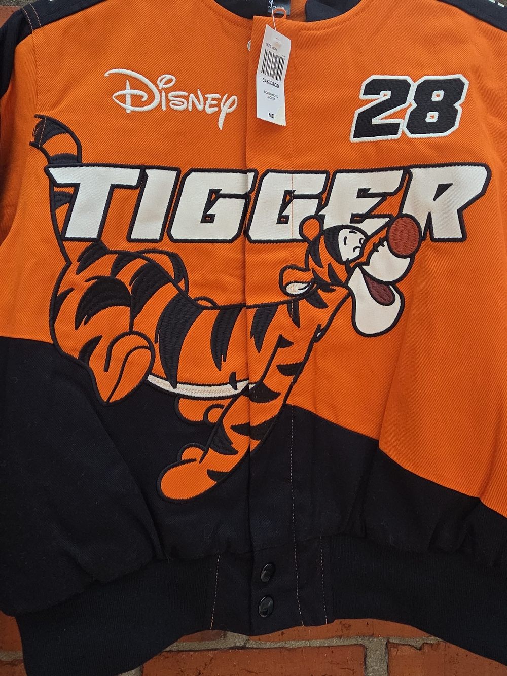 Disney Winnie The Pooh Tigger Icons Women' Cropped Moto Jacket Medium NWT - Picture 3 of 7